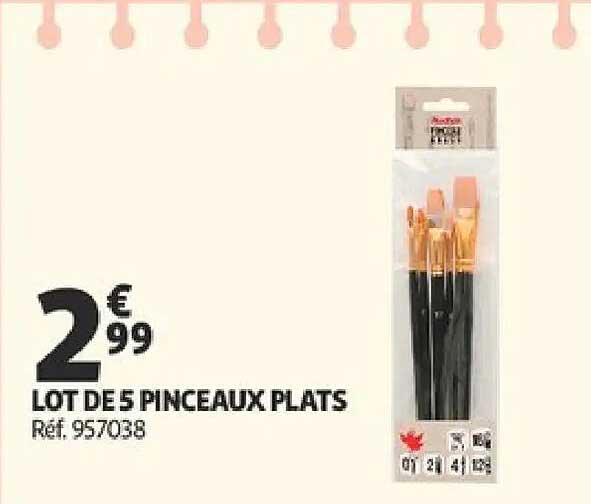 LOT DE 5 PINCEAUX PLATS
