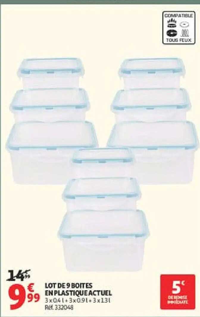 LOT DE 9 BOITES EN PLASTIQUE