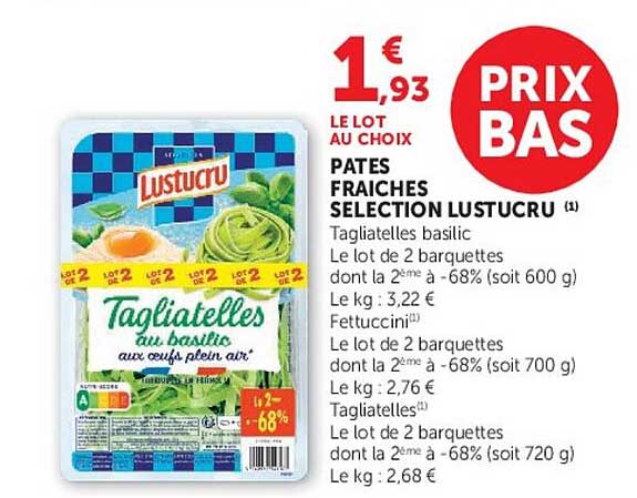 Lustucru Tagliatelles au basilic