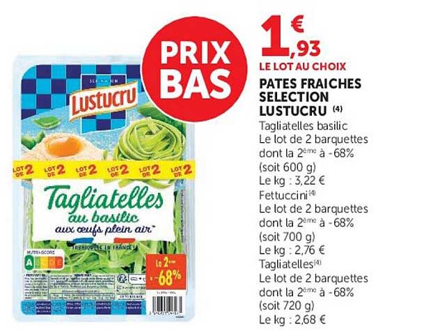 Lustucru Tagliatelles au basilic