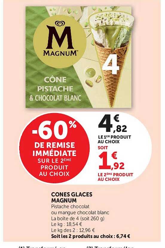 Magnum Cône Pistache & Chocolat Blanc