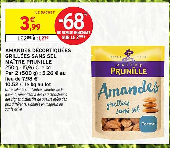 MAÎTRE PRUNILLE Amandes grillées sans sel