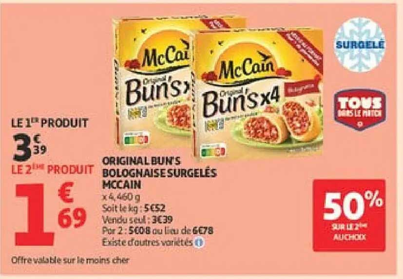 McCain Original Buns Bolognaises surgelés