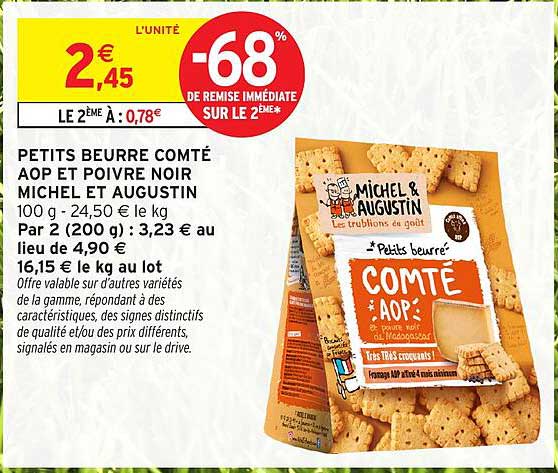 MICHEL ET AUGUSTIN PETITS BEURRE COMTÉ AOP ET POIVRE NOIR