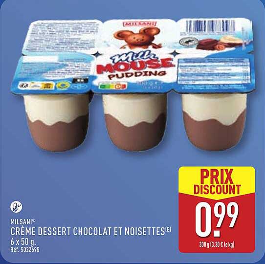 Milsani Crème dessert chocolat et noisettes