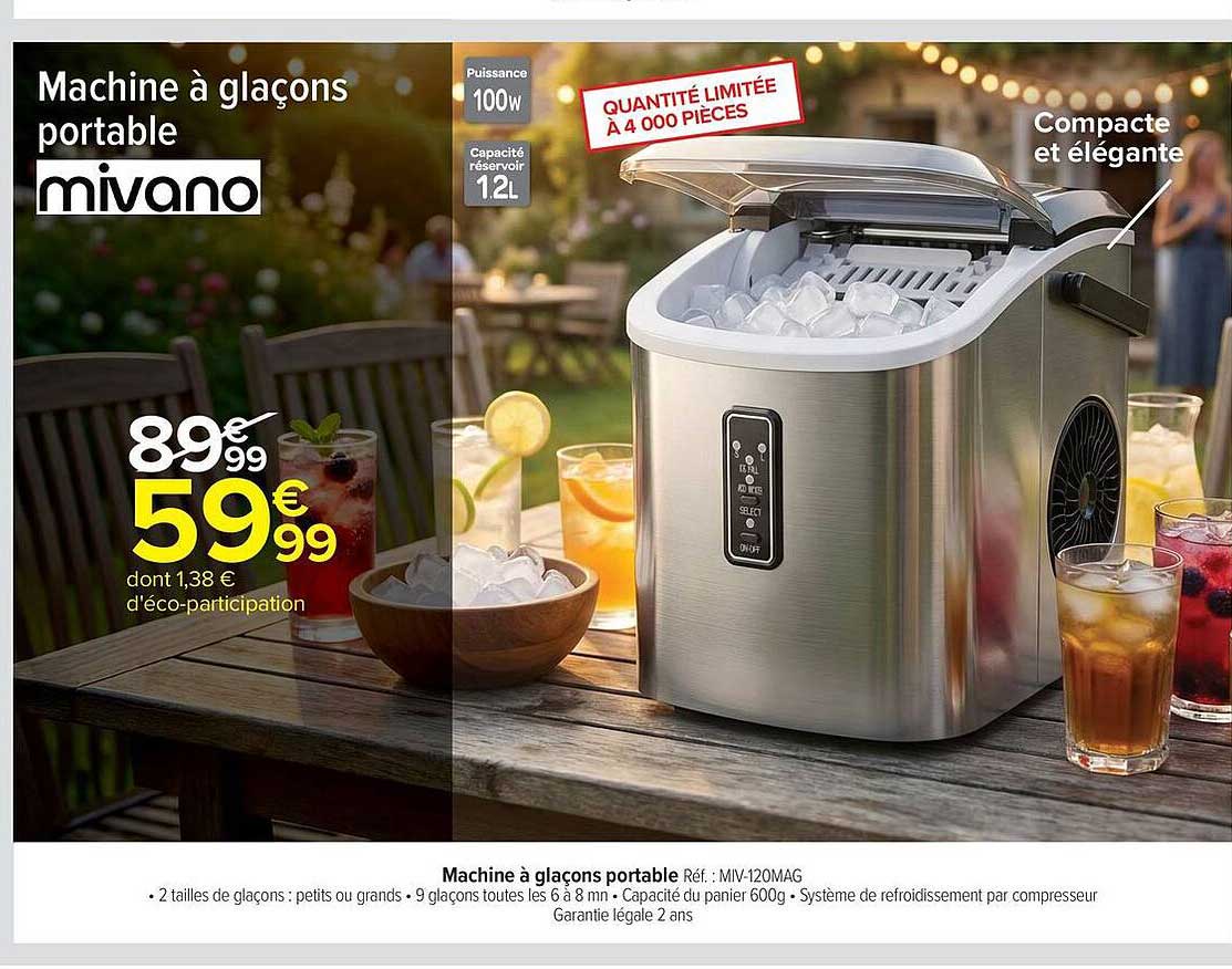 mivano Machine à glaçons portable