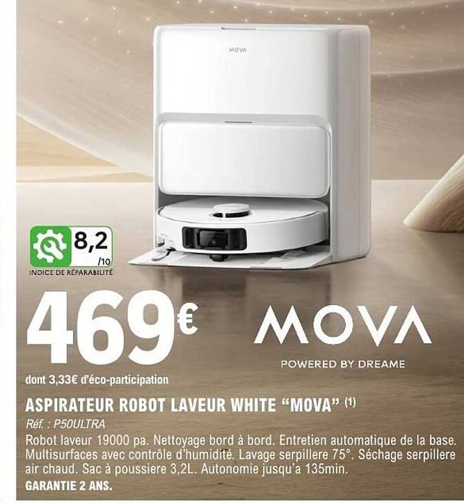 MOVA ASPIRATEUR ROBOT LAVEUR WHITE