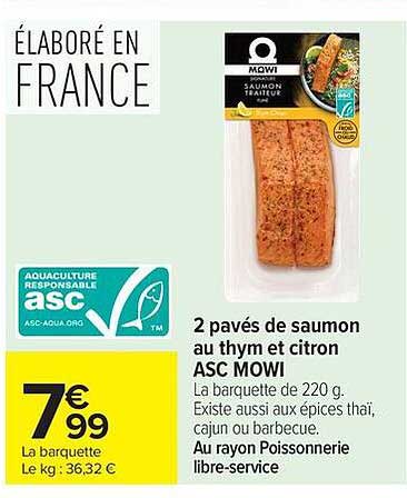 MOWI 2 pavés de saumon au thym et citron