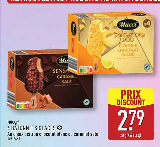 Mucci 4 Bâtonnets glacés