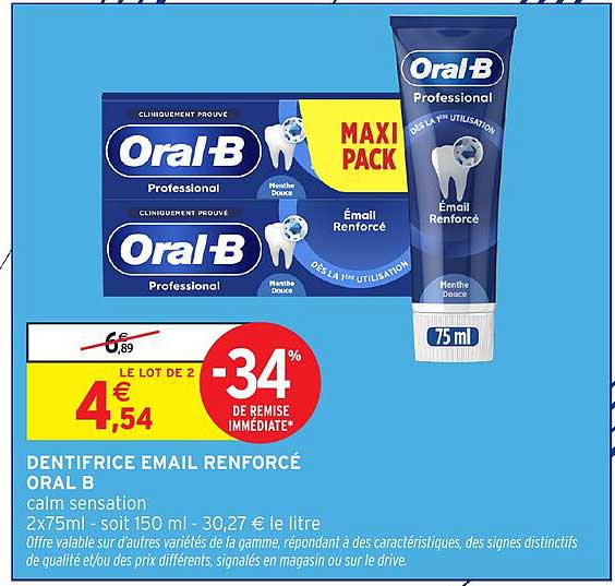 Oral B Dentifrice Email Renforcé
