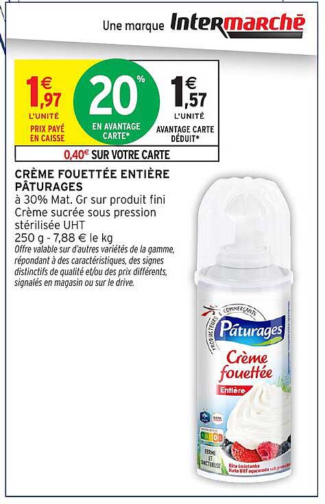 Pâturages Crème fouettée entière