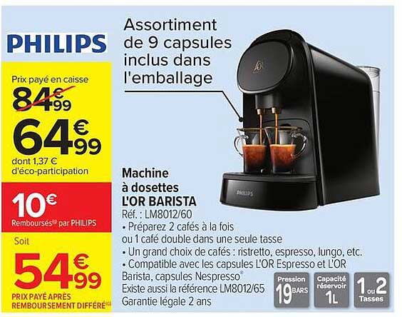 PHILIPS Machine à dosettes L'OR BARISTA