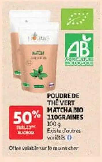 Poudre de thé vert matcha bio 110graines