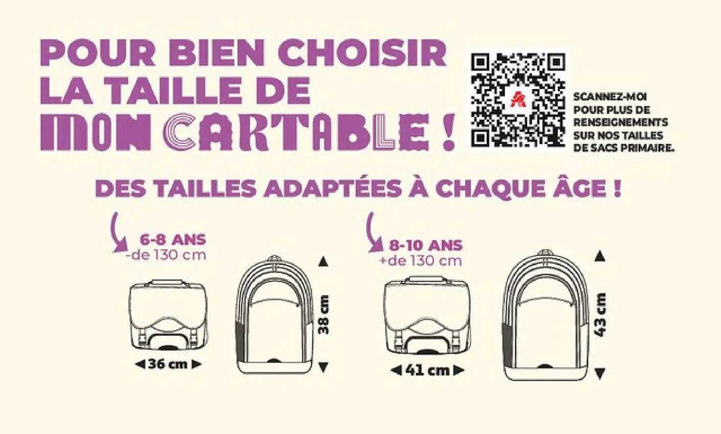 Pour bien choisir la taille de mon cartable !