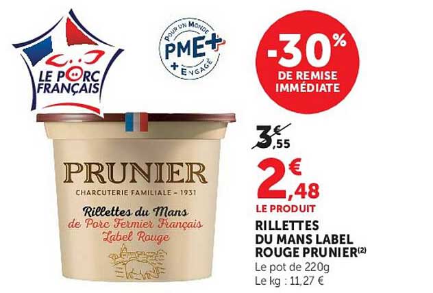 PRUNIER Rillettes du Mans Label Rouge