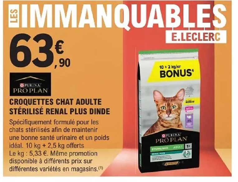 Purina Pro Plan Croquettes Chat Adulte Stérilisé Renal Plus Dinde