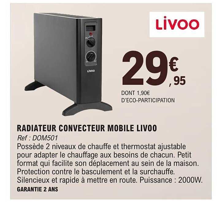 RADIATEUR CONVECTEUR MOBILE LIVOO