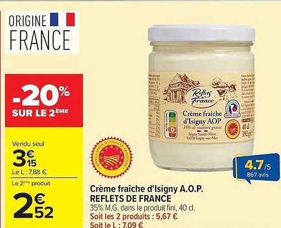 Reflets de France Crème fraîche d'Isigny A.O.P