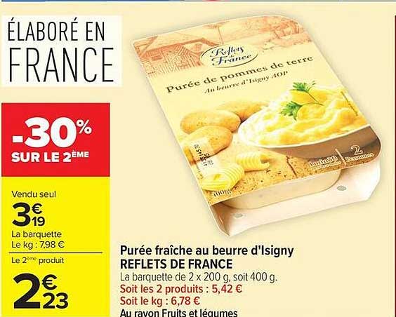 Reflets de France Purée de pommes de terre au beurre d'Isigny 10% 2x200g