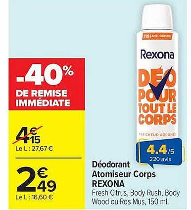 Rexona Déodorant Atomiseur Corps