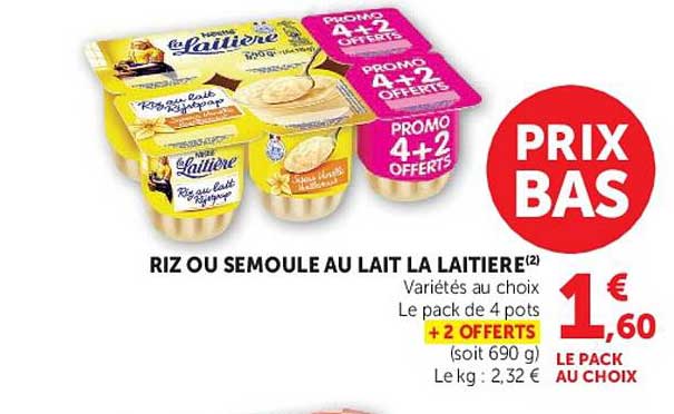 Riz ou semoule au lait La Laitière