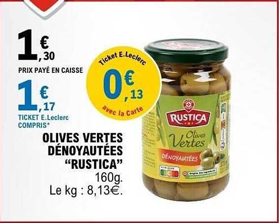 Rustica Olives Vertes Dénoyautées