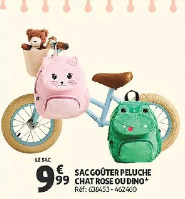 SAC GOÛTER PELUCHE CHAT ROSE OUDINO