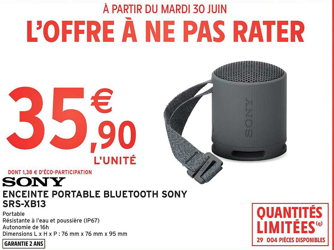 SONY ENCEINTE PORTABLE BLUETOOTH SONY SRS-XB13