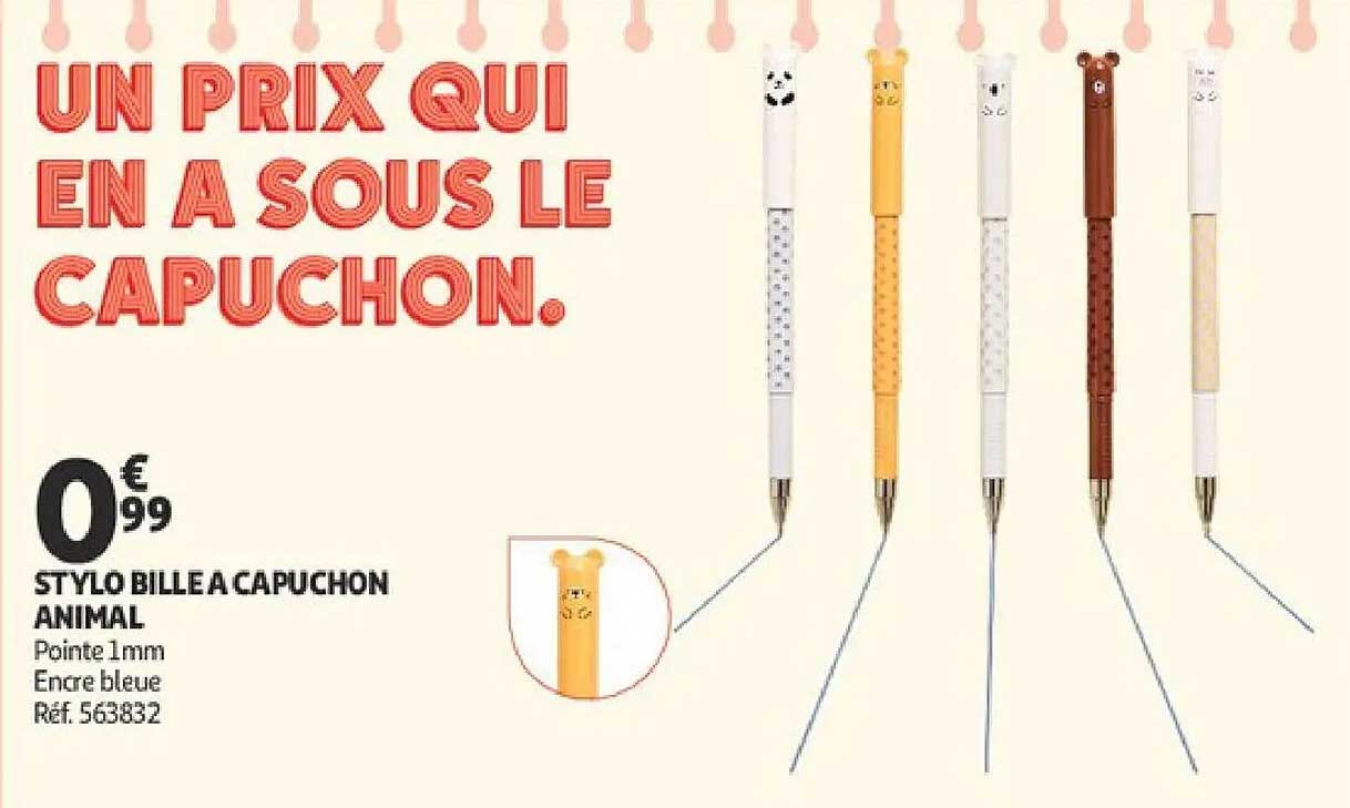 Stylo bille à capuchon animal