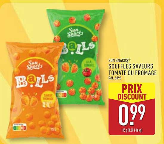 SUN SNACKS SOUFFLÉS SAVEURS TOMATE OU FROMAGE
