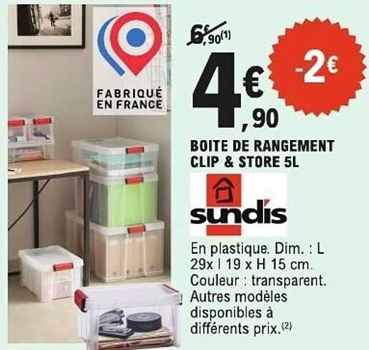 sundis BOITE DE RANGEMENT CLIP & STORE 5L