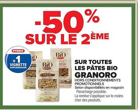 SUR TOUTES LES PÂTES BIO GRANORO