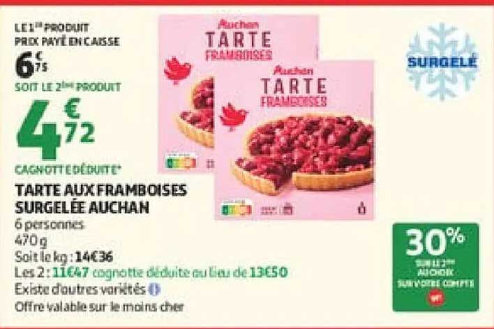 TARTE FRAMBOISES SURGELÉE AUCHAN