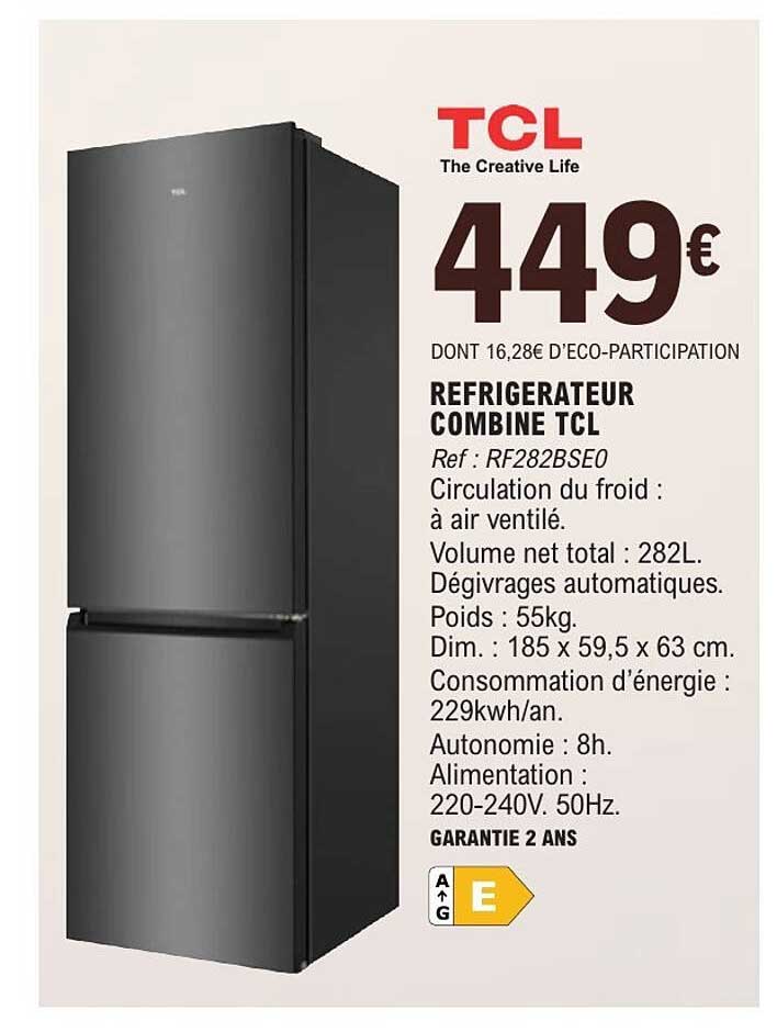 TCL Réfrigérateur combine