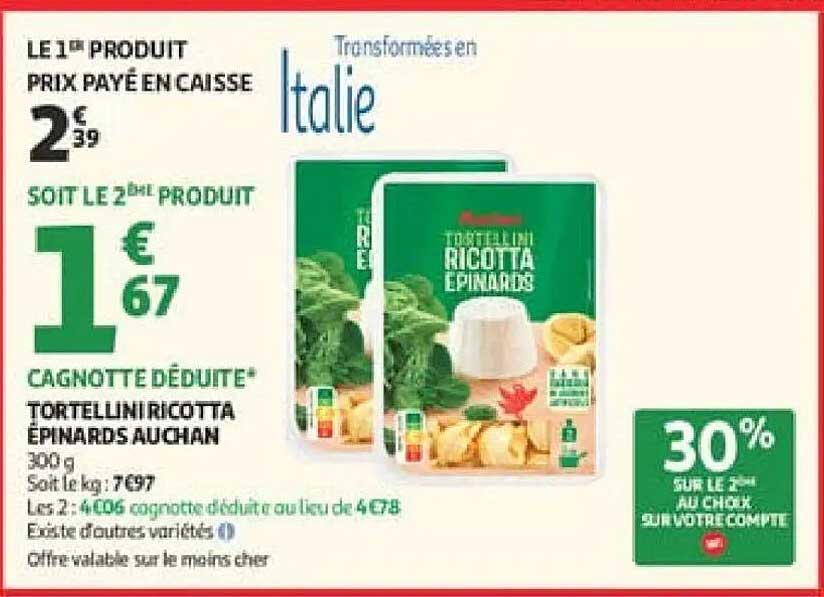 Tortellini Ricotta Épinards Auchan