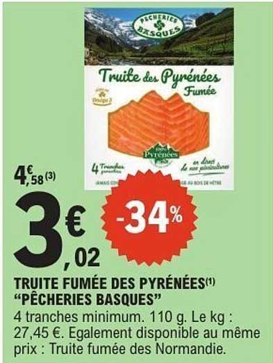 Truite fumée des Pyrénées “Pêcheries Basques”