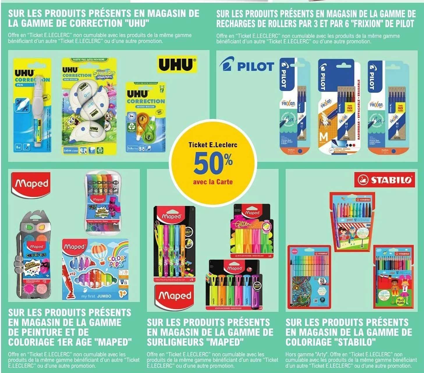 UHU, Pilot, Maped, Stabilo