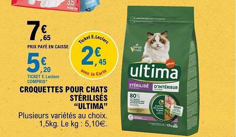 Ultima croquettes pour chats stérilisés