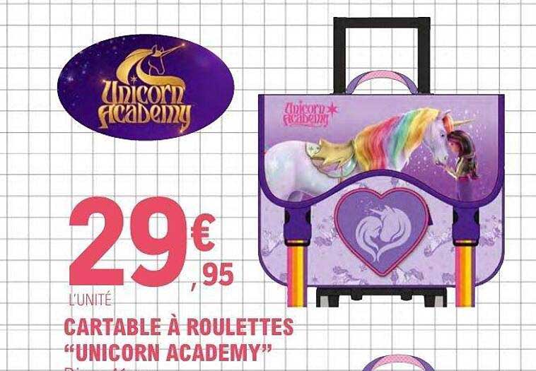 Unicorn Academy Cartable à roulettes