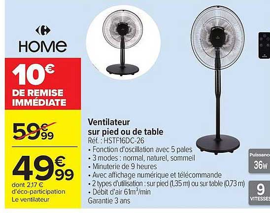 Ventilateur sur pied ou de table