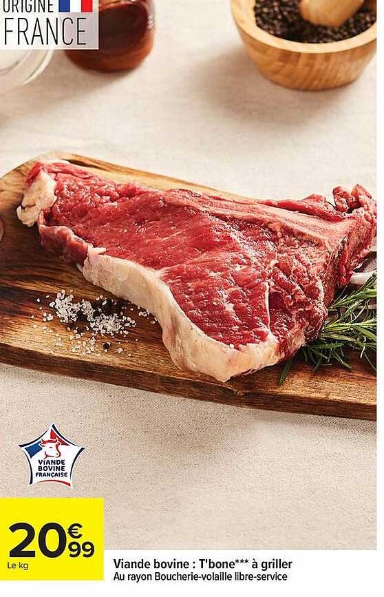 Viande bovine T-bone à griller