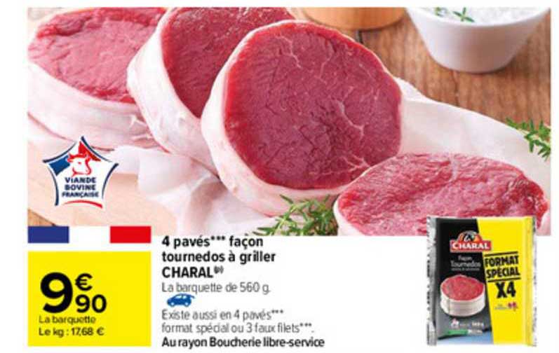 4 pavés façon tournedos à griller charal