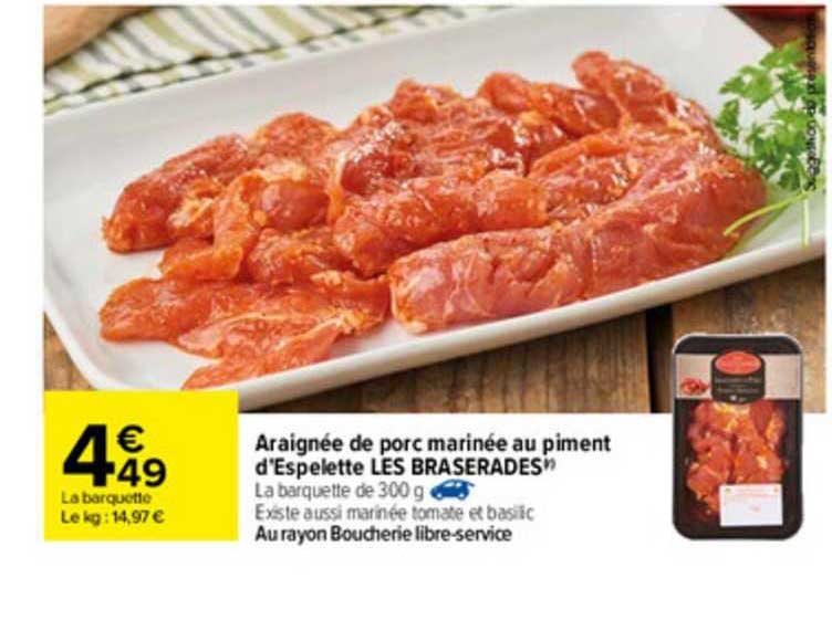 araignée de porc marinée au piment d'espelette les braserades