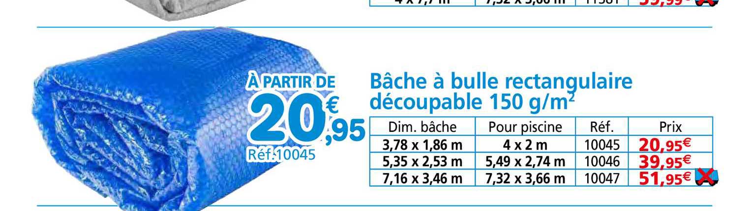 bâche à bulle rectangulaire découpable 150 g-m²