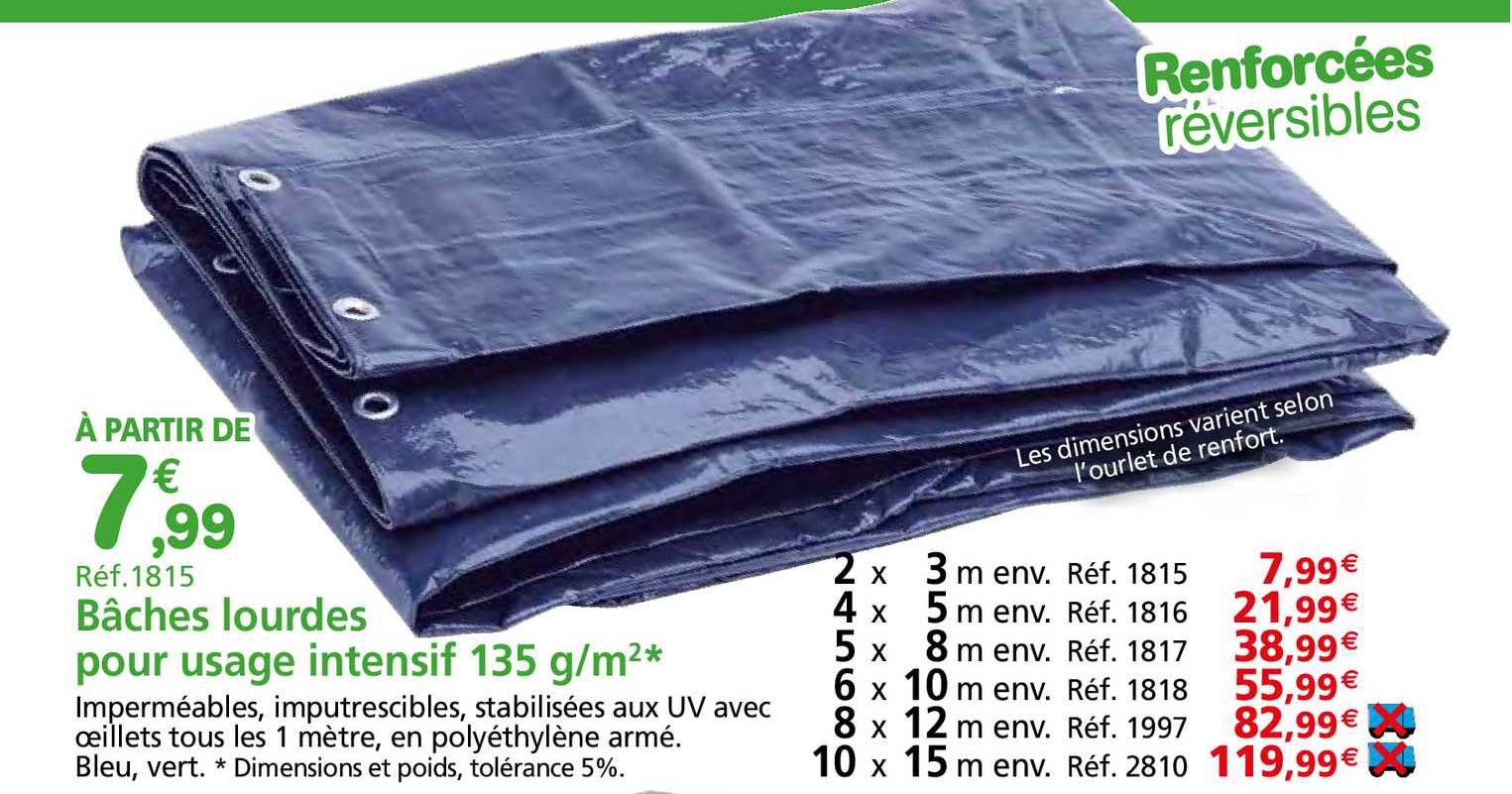bâches lourdes pour usage intensif 135 g-m²