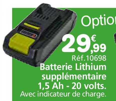 batterie lithium supplémentaire 1,5 ah - 20 volts