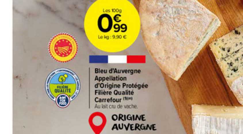 bleu d'auvergne appellation d'origine protégée filière qualité carrefour