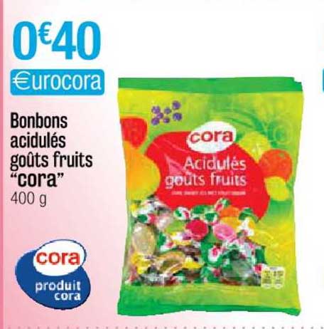 bonbons acidulés goûts fruits "cora"