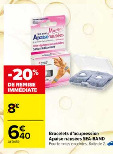 bracelets d'acupression apaise nausées sea-band