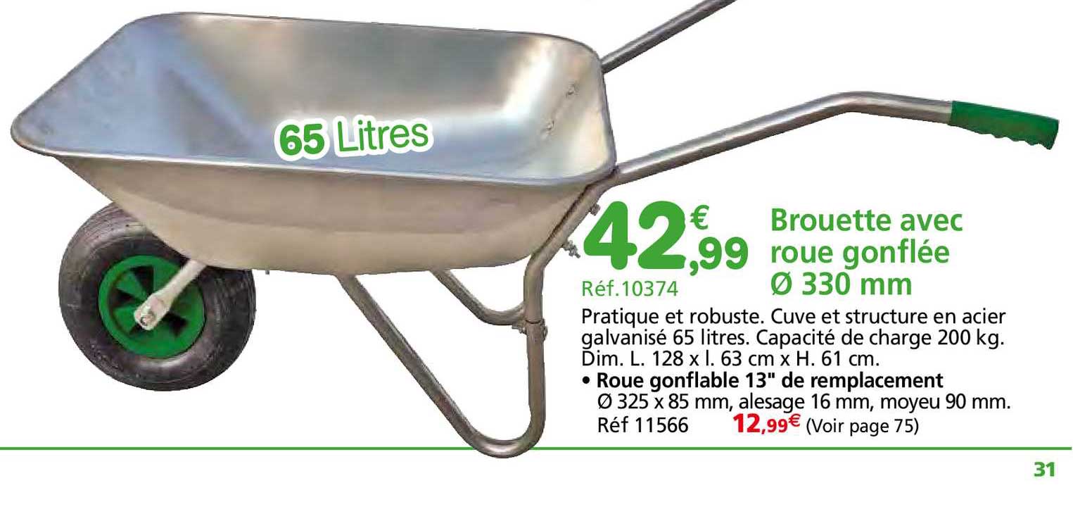 brouette avec roue gonflée 330 mm